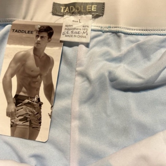 TADDLEE swimsuit boxer trunks pockets blue men’s medium NWT - Picture 3 of 3